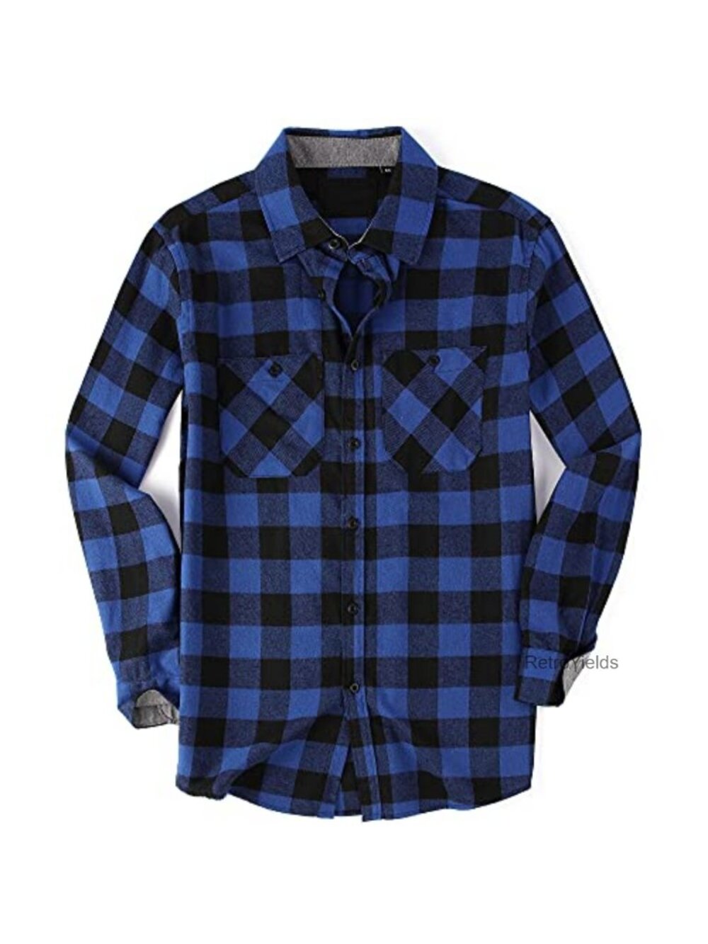 Men's Flannel Plaid Long Sleeve Button Down Shirt with Chest Pockets